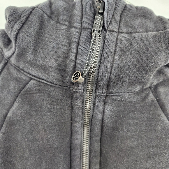 Lululemon Scuba Full Zip Hoodie Jacket Womens Size 4 Black Cotton Fleece *faded* - Picture 3 of 7
